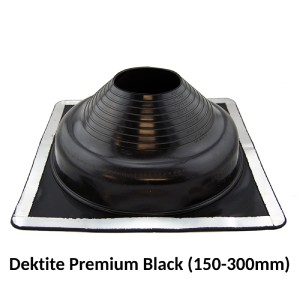 black dentite flashing to fit 130 to 300mm diameter pipe