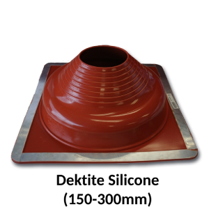 The red Dektite Silicone flashing for 150-300mm diameter pipes